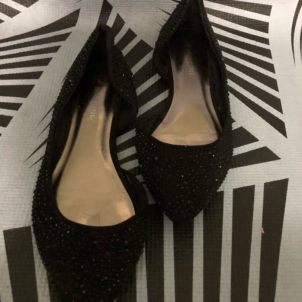 Sparkly Black Flat Special Occasion Dress Shoes
